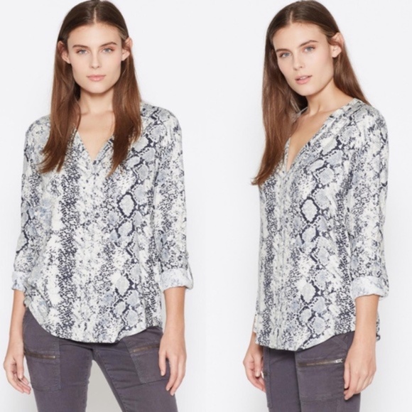 SOFT JOIE Dane Snake Print Button Front Blouse S - Picture 1 of 6